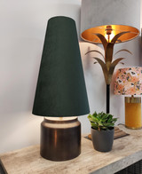 Extra Tall Forest Green Velvet Lampshade in a Conical Cone Design