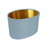 Oval Lampshade in a Duck Egg Blue Linen and Gold Lining Oval Lampshade in a Duck Egg Blue Linen and Gold Lining