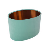 Oval Lampshade in a Light Mint Velvet and a Copper Lining Oval Lampshade in a Light Mint Velvet and a Copper Lining