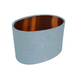 Oval Lampshade in a Duck Egg Blue Linen and Copper Lining Oval Lampshade in a Duck Egg Blue Linen and Copper Lining