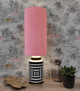 Light Pink Velvet Drum Lampshade in Extra Tall Slim Design Light Pink Velvet Drum Lampshade in Extra Tall Slim Design
