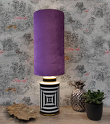 Purple Velvet Drum Lampshade in Extra Tall Slim Design