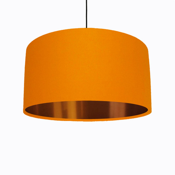 Orange Lampshade in Cotton with Copper Lining