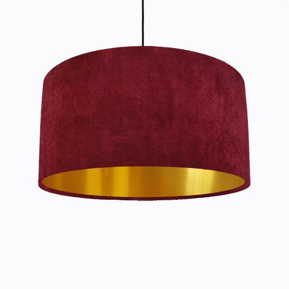 Red Lamp shade in Velvet with Gold Lining