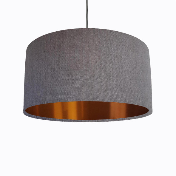 Grey Lampshade in Linen with Copper Lining