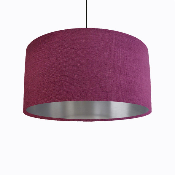 Plum Purple Lampshade in Linen with Silver Lining