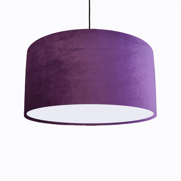 Purple Lampshade in Velvet with a white lining