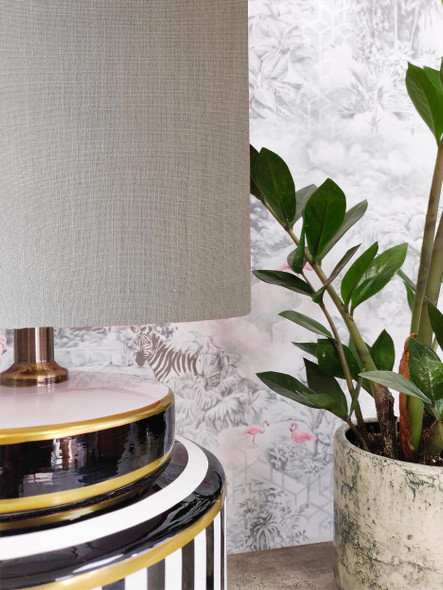 Silver Grey Lampshade in Linen with Silver Lining