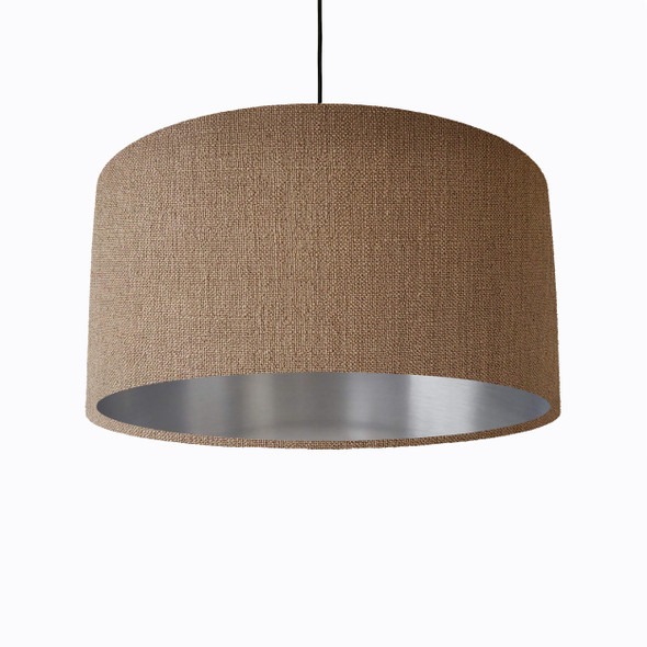 Brown Lampshade in Linen with Silver Lining