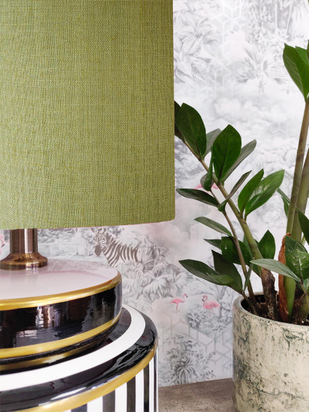 Fern Green Lampshade in Linen with Silver Lining