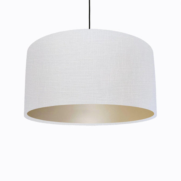 White Lampshade in Linen with a champagne lining