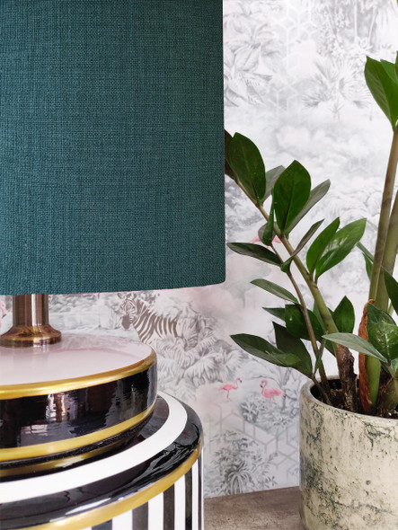 Teal Lampshade in Linen with Silver Lining