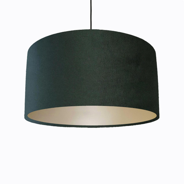Forest Green Velvet Lampshade with Metallic Champagne Lining