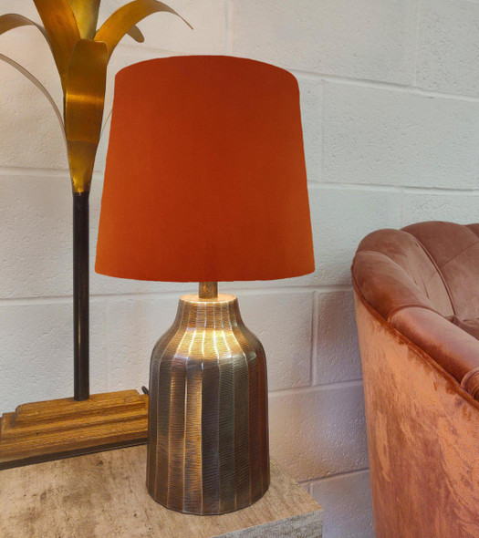 French Drum Lampshade in a Burnt Orange Velvet and a Choice of Lining