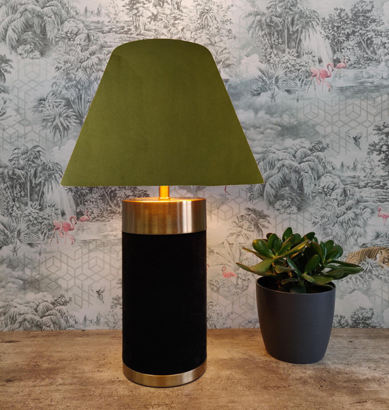 Empire Lampshade in Olive Green Velvet and Choice of Lining