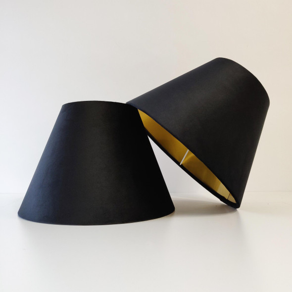 Empire Lampshades in Black Velvet and Gold Lining