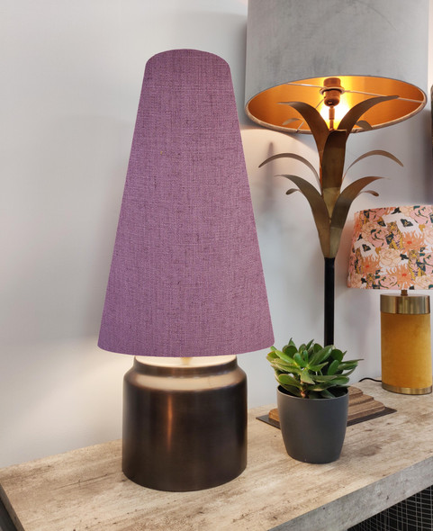 Extra Tall Purple Linen Lampshade in a Conical Cone Design