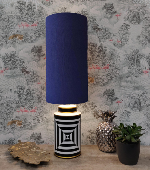 Tall Navy Blue Cotton Cylinder Drum Lamp shade