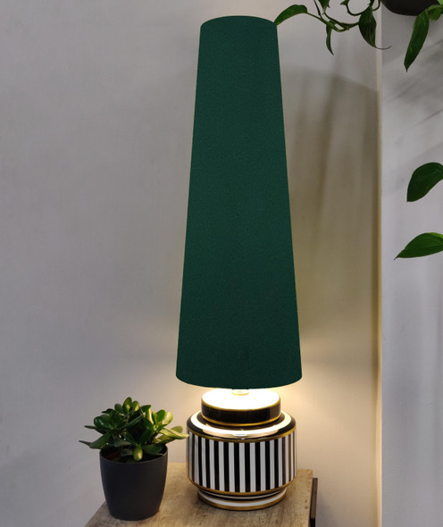 Tall Conical Lampshade in 70cm Height and Green Velvet Fabric