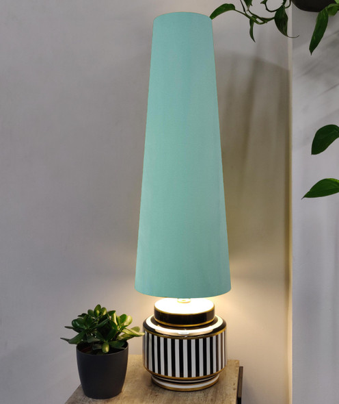 Tall Conical Lampshade in 70cm Height and Light Mint Green Velvet Fabric