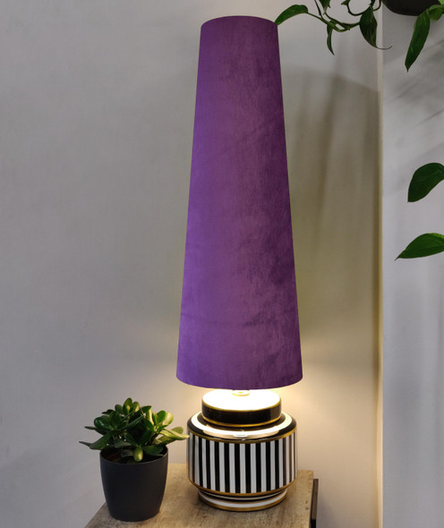 Tall Conical Lampshade in 70cm Height and Purple Velvet Fabric