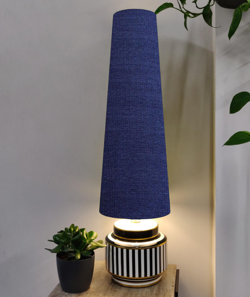Blue Tall Conical Lampshade in 70cm Height and Linen Fabric