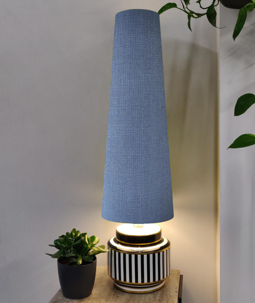 Light Blue Tall Conical Lampshade in 70cm Height and Linen Fabric