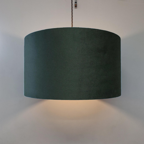 Forest Green Velvet Lampshade with White Monkey Lining