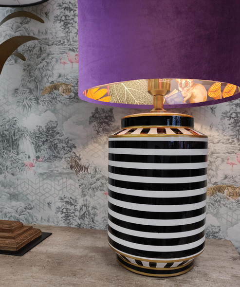 Purple Tropical Lined Parrot Lampshade in Velvet