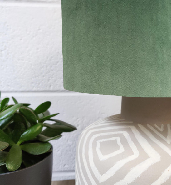 Mint Green Velvet Lampshade with Blush Parrot Lining