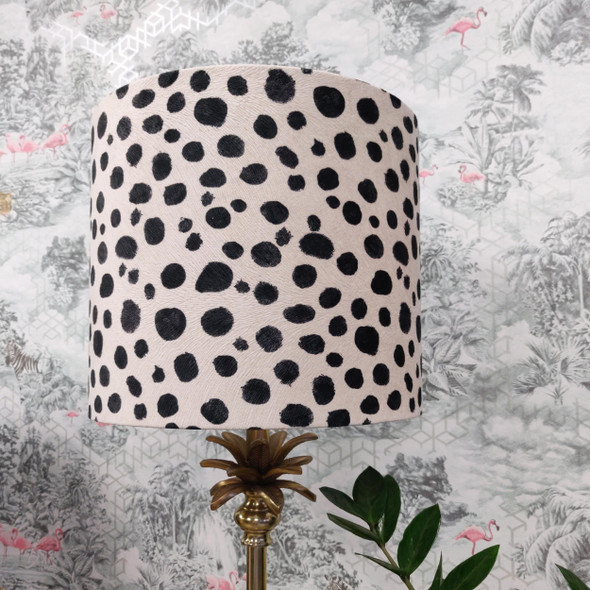 Dalmatian Polka Dots Lampshade in Velvet with Gold Lining
