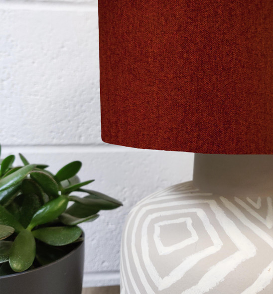 Extra Tall Terracotta Rust Tweed Lampshade in Herringbone Fabric, 25cm Diameter x 50cm Height