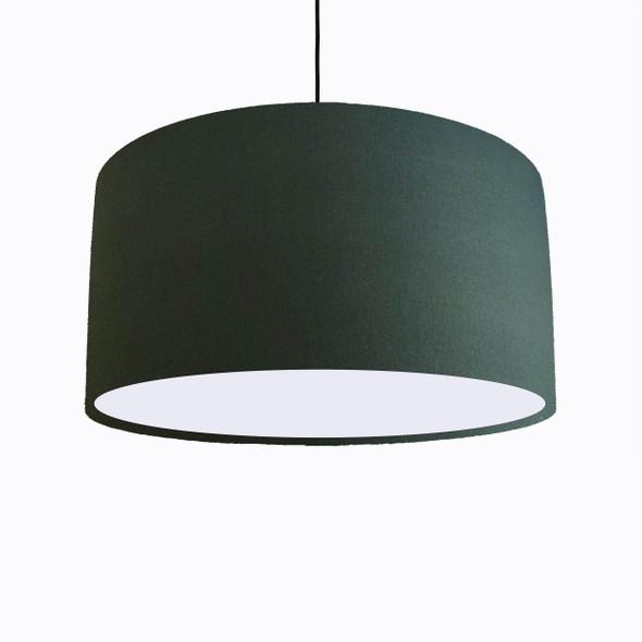 Dark Green Lampshade in Cotton with White Lining