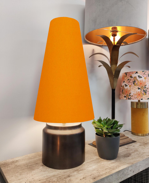 Extra Tall Orange Cotton Lampshade in a Conical Cone Design