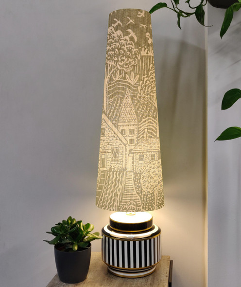 Woodland Forest Extra Tall Slim Cone Lampshade (70cm Tall) Sage Green Cotton