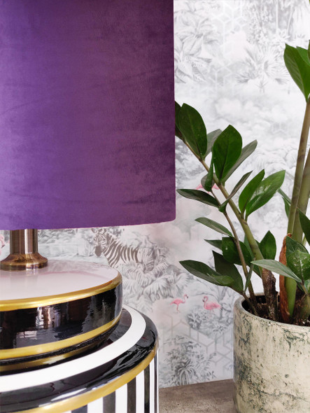 Purple Velvet Lampshade with Dark Monkey Lining