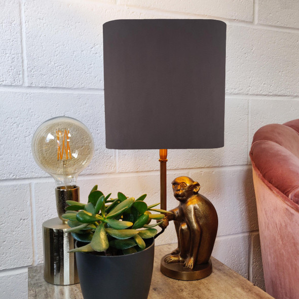 Square Charcoal Lampshade in Velvet with a choice of inner metallic lining.