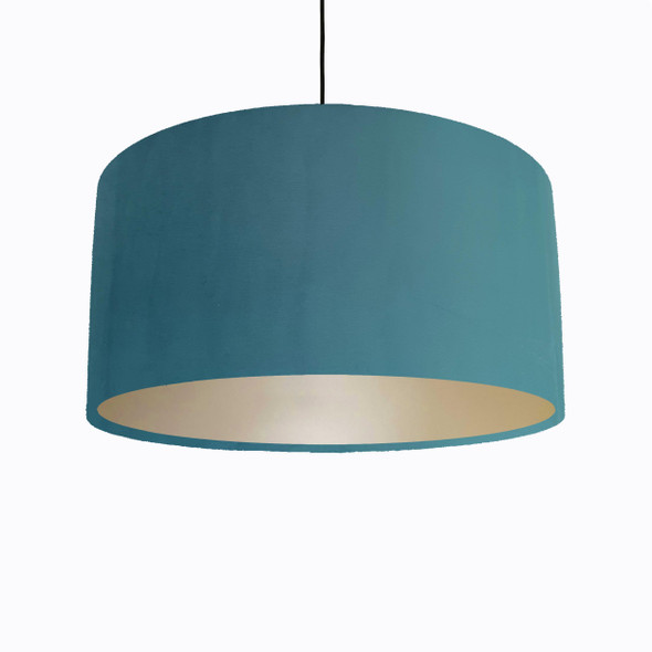 Petrol Blue Lampshade in Velvet with Champagne Lining Petrol Blue Lampshade in Velvet with Champagne Lining