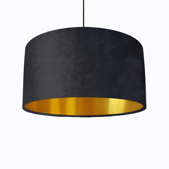 Black Lampshade in Velvet with  Gold Lining