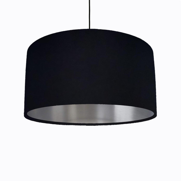Black Lampshade in Cotton with Silver Lining