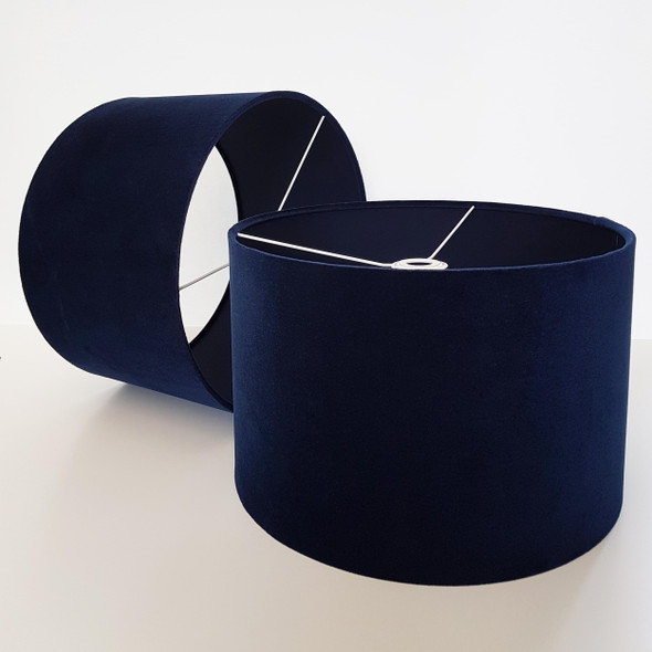 Navy Blue Lampshade in Velvet with Navy Blue Lining