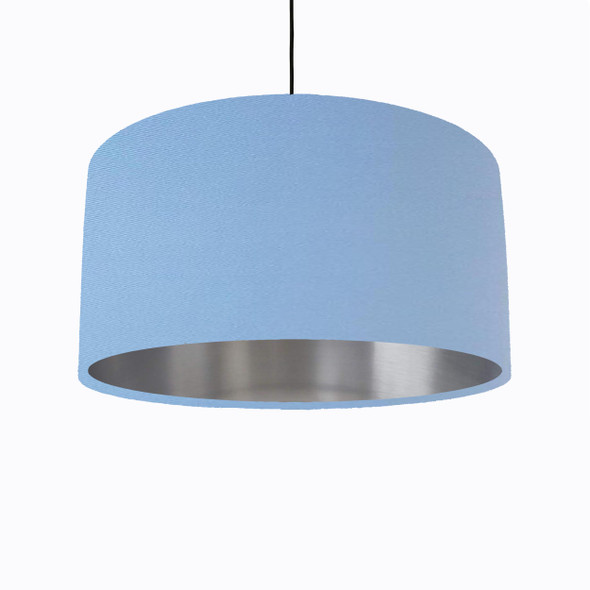 Light Blue Lampshade in Cotton with a Silver Lining