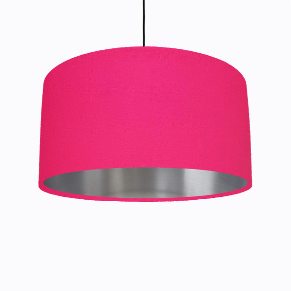Bright Pink Lampshade in Cotton with Silver Lining