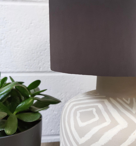 Charcoal Grey Lampshade in Velvet with White Lining