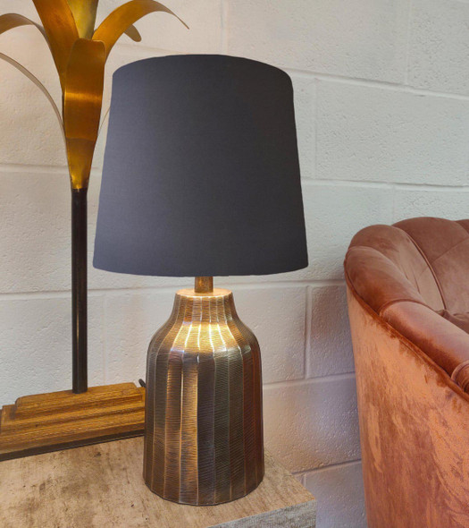 French Drum Lampshade in a Dark Grey Cotton and a Choice of Lining