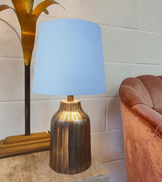 French Drum Lampshade in a Light Blue Cotton and a Choice of Lining