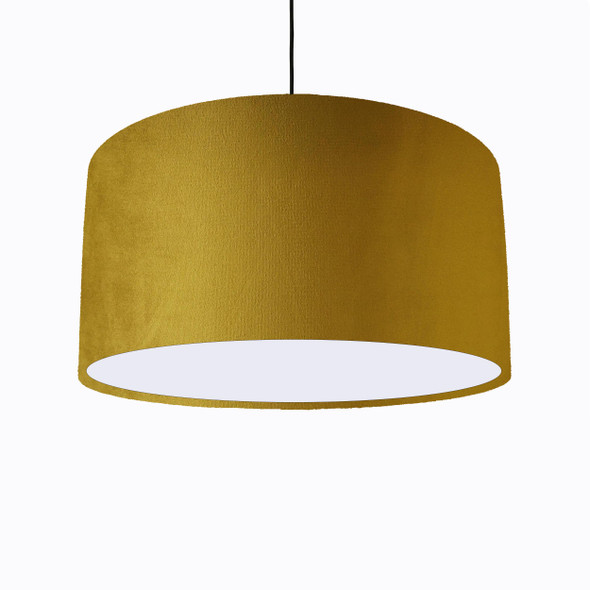Mustard Yellow Lampshade in Velvet with White Lining