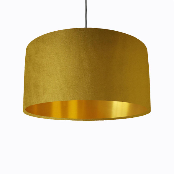 Mustard Yellow Lampshade in Velvet with Gold Lining