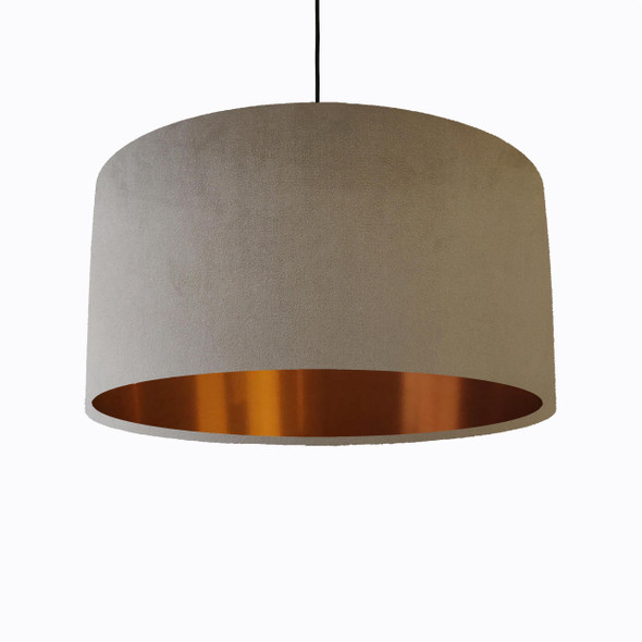 Taupe Lampshade in Velvet with Copper Lining