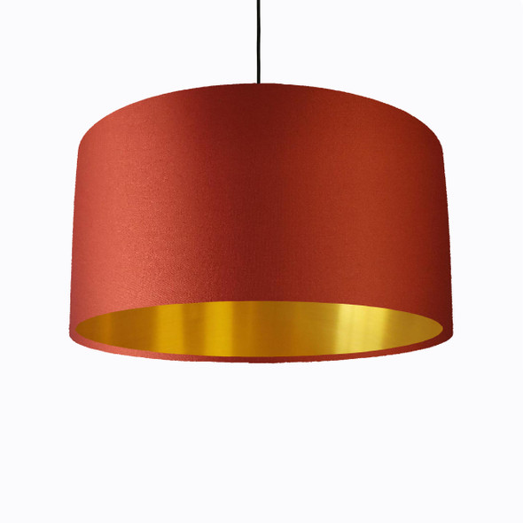 Burnt Orange Lampshade in Satin with Gold Lining